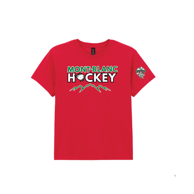 TEE SHIRT MONT-BLANC HOCKEY ROUGE OU BLANC